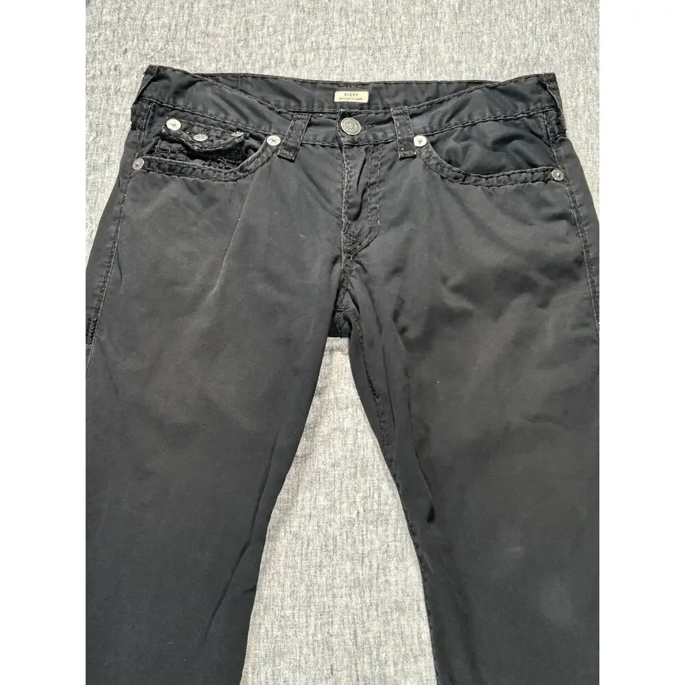 Vintage True Religion Ricky Super T Pants Mens 36x30 Relaxed Straight Black USA